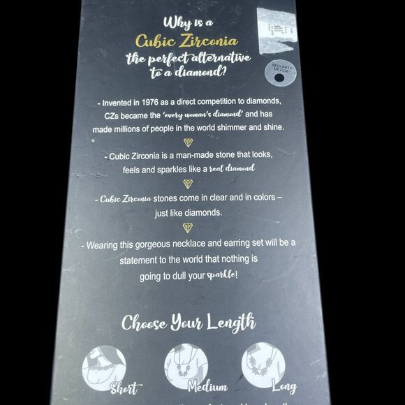 Cubic Zirconia Necklace Earring Set Adjustable Glam Sparkly Gift Holiday New - Picture 8 of 10